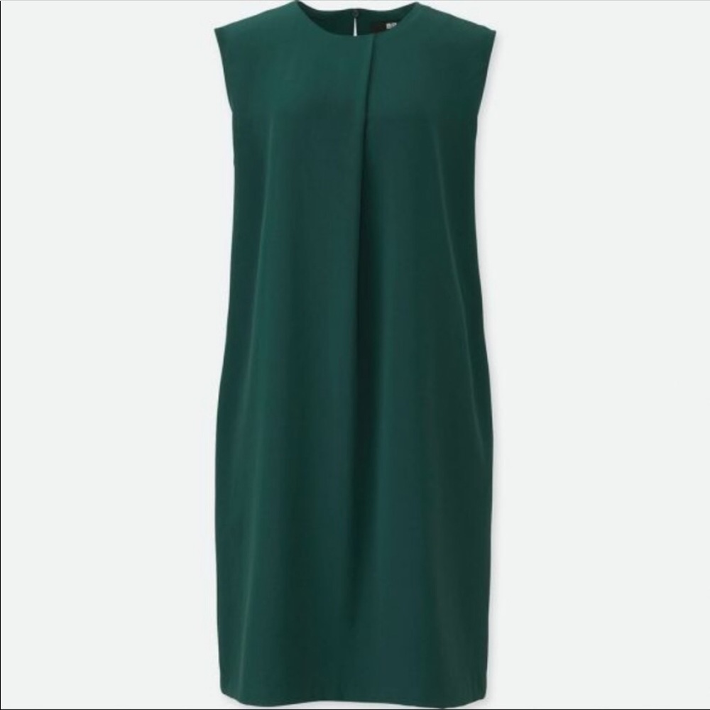 UNIQLO dark emerald green structured dress